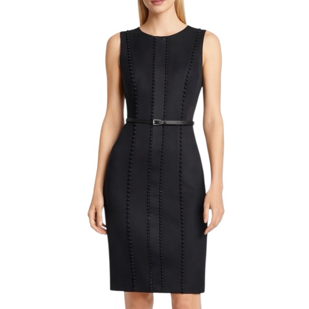 Badgley Mischka Black Button Accent Pencil Dress Size 0